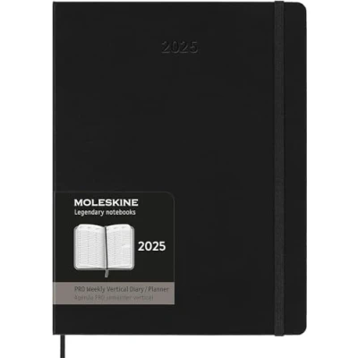 Immagine di Moleskine Weekly Planner, Agenda Settimanale Verticale Pro 12 Mesi 2025, Copertina Rigida e Chiusura Elastica, Colore Nero, Formato Extra Large 19x25 cm