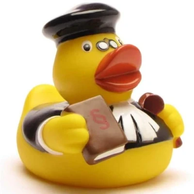 Immagine di DUCKSHOP I anatra di gomma Giudici che squittisce L: 7,5 cm incl. portachiavi nel set