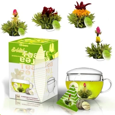 Immagine di Creano Set regalo con fiori da Tè e 8 in formato tazza Verde di Natale