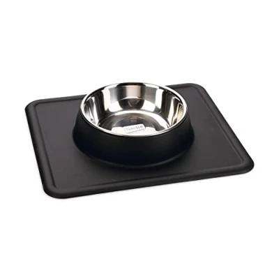 Immagine di Ciotola in acciaio Karlie Dex con supporto silicone 350 ml, Ø 14 cm nero