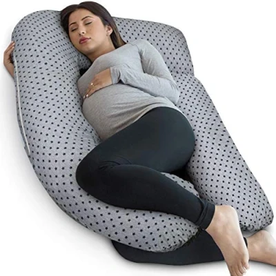 Immagine di Pharmedoc Cuscino Integrale per Gravidanza con Federa in Jersey, A Forma di U Pregnancy Pillow with Jersey Cover, C Shaped Full Body
