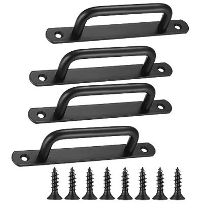 Immagine di Maniglia Porta Scorrevole, 4 Pezzi Per Scorrevole Maniglia, In Acciaio Inossidabile, Stabile Della Porta, 244 mm Manico Nero
