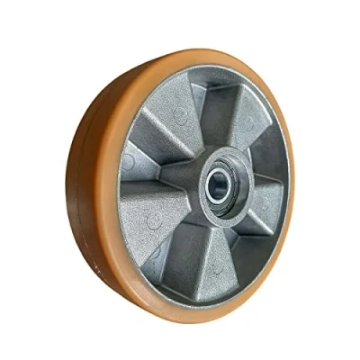 Immagine di WIKO Ruote per Carrelli Merci Pesanti Rullo in Poliuretano Transpallet 180 mm fino a 650 kg con Cuscinetti Sfera Ruota Fissaggio dei Pallet (Foro dell’Asse 20 mm)