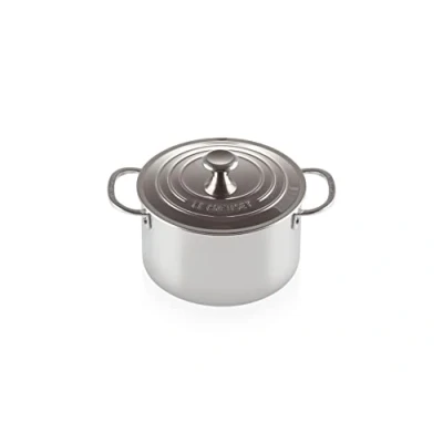 Immagine di Le Creuset Casseruola bordi alti con coperchio in acciaio inox, diameter 20 cm, Ghisa, Argento, 96600620000000