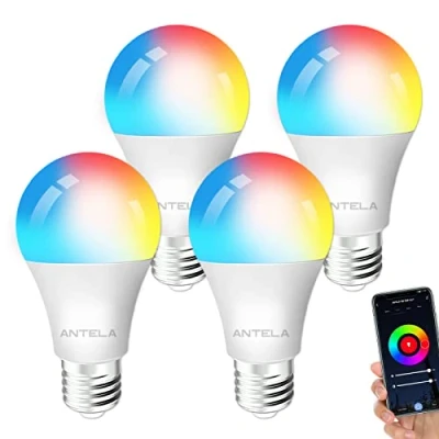 Immagine di ANTELA Lampadine LED Alexa Inteligente WiFi, Dimmerabile Lampadina Smart 9W, RGB &amp; 2700K 6500K bianco freddo caldo, compatibile con Alexa/Google Home, 4 pcs