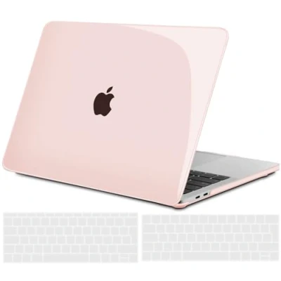 Immagine di TECOOL Cover MacBook Pro 13 Pollici M2 2022 M1 2020 2016 A2338/A2289/A2251/A2159/A1989/A1706, Case Custodia Rigida Plastica e Copritastiera Layout Italiano in Silicone, Cristallo rosa gesso