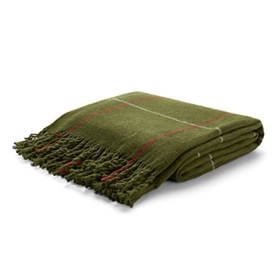 Immagine di Arus Acrilico Highlands Collection Coperta per letto queen size, motivo scozzese, 152 x 203 cm, colore: verde oliva