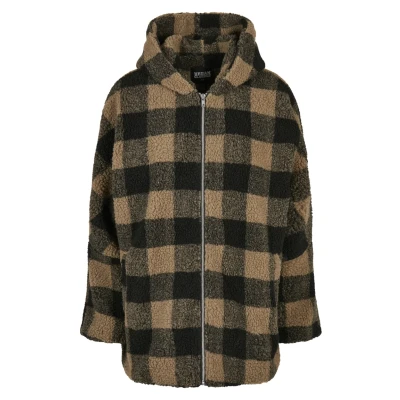 Immagine di Urban Classics Check Sherpa Cappotto invernale, Donna, Taglia: 3XL, Softtaupe/black