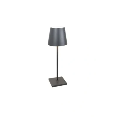 Immagine di Zafferano Lampada Poldina L Desk, da Tavolo Portatile e Ricaricabile con Controllo Touch, Adatta per Salotto ed Esterni, Dimmer, 2200 3000 K, Altezza 49,7 cm, Colore Grigio Scuro