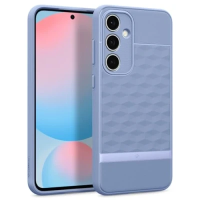 Immagine di Caseology Parallax Custodia compatibile con Samsung Galaxy S24 FE 5G [progettazione ergonomica 3D Hexa Cube] Cover (TPU e PC Purple ish)