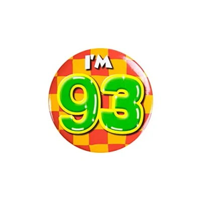 Immagine di PD Party 6014793 Compleanno Distintivo/Spillo Badge Celebrazione Festa I&#039;m 93, Multicolore, 5.5cm Lunghezza x Larghezza 0.5cm Altezza