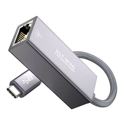 Immagine di adattatore USB C Ethernet 2.5 Gb, da a RJ45 2,5 GbE LAN, di rete Gigabit 2500/1000 Mbps per Thunderbolt 4/3, USB4, MacOS, Windows, Linux, Steam Deck, Mac Mini, Surface,