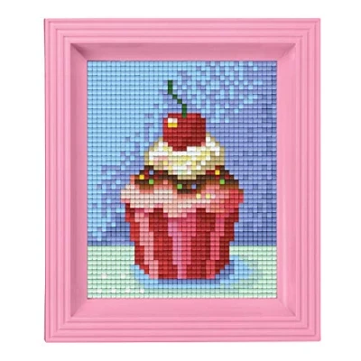 Immagine di Pixel P31228 Cupcake a Mosaico, Immagine Cornice, Sistema innesto Molto Semplice, Senza Stirare o incollare, sassolini in bioplastica, Multicolore, ca. 10 x 12 cm