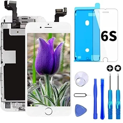 Immagine di Brinonac Display per iPhone 6s Schermo 4,7 Pollici LCD Touch Parti di Ricambio con Home Pulsante, Fotocamera, Stanghetta,Sensore Flex Utensili Inclusi (Bianco)