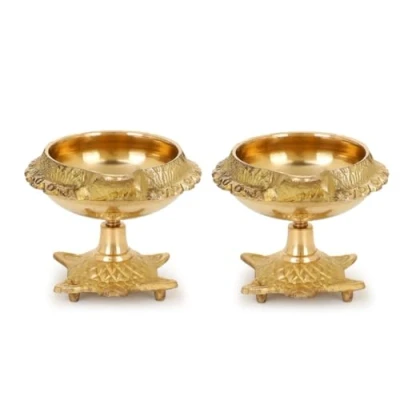 Immagine di Zap impex lampada ad olio tradizionale in ottone Deep Diya a indiana Diwali Puja Kuber Tortoise (2)
