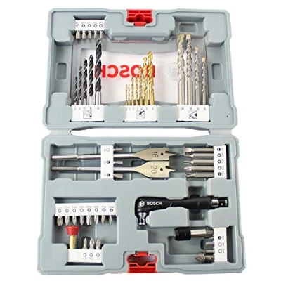 Immagine di Bosch 49 Pezzi Set Bit/Punte Premium X Line , per Calcestruzzo, Punte Piastrelle, Portabit Universale, Fermo di Profondità, Avvitatore a Cricchetto, in una Custodia Robusta, Accessori Trapano