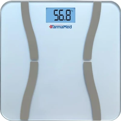Immagine di FarmaMed Bilancia Digitale Pesapersone Smart Bluetooth, App iOS e Android, Misurazione Composizione Corporea, Tecnologia Impedenziometrica BIA, Peso, Grasso Corporeo, Proteine BMI