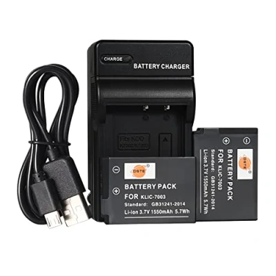 Immagine di DSTE KLIC 7003 Li Ion Batteria (2 Pacco) e Caricabatterie USB per Kodak EasyShare M381 M420 V1003 V803 Z950 M380
