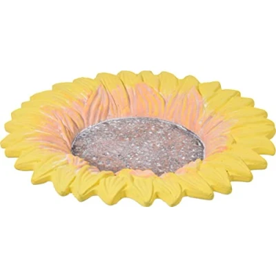 Immagine di dobar® 12980e Abbeveratoio per uccelli selvatici Fiore, grande, in cemento, 30,5 x 4 cm, colore: Giallo