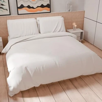 Immagine di PETTI Artigiani Italiani Set Copripiumino Singolo Maxi 220x155 cm (1 Federa 80x80 Inclusa), Parure Morbida Microfibra Tinta Unita Bianco