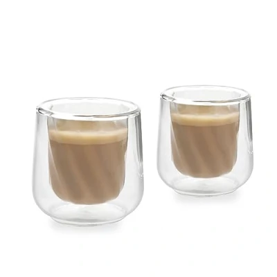 Immagine di Set di bicchieri da cortado La Cafetière 2pc Siena a doppia parete, tazze caffè isolate 135 ml per barista cortado, impilabili e leggere