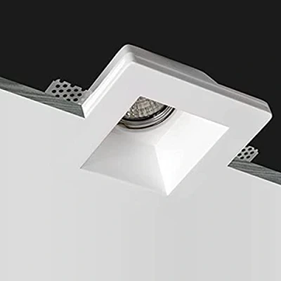 Immagine di Eurekaled Portafaretto in Gesso CERAMICO da Incasso Quadrato per Controsoffitti GU10 e MR16 (1 Pezzo)