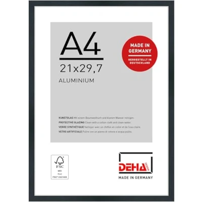 Immagine di DEHA Design cornice in alluminio Tribeca, 21x29,7 cm (A4), Struttura nero opaco