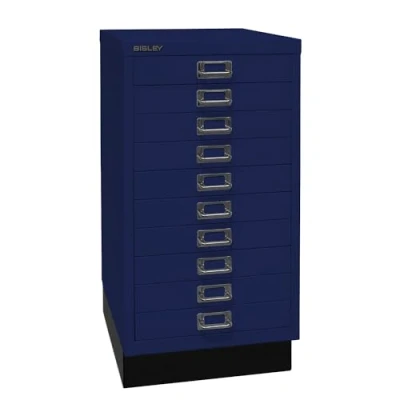 Immagine di Bisley Cassettiera da scrivania con 10 cassetti, in Metallo, 43,2 x 34,9 67 cm, Colore: Blu