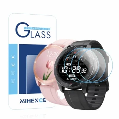 Immagine di MIHENCE Pellicola protettiva per smartwatch IDW18, 9H, antigraffio, in vetro temperato, compatibile con TOOBUR IDW18 (3 pezzi)