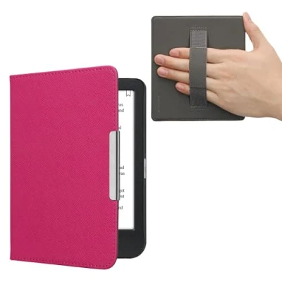 Immagine di kwmobile Custodia Cinturino Mano Compatibile con KoboClara BW/Colour Cover eBook Reader Case eReader Simil Pelle rosa shocking