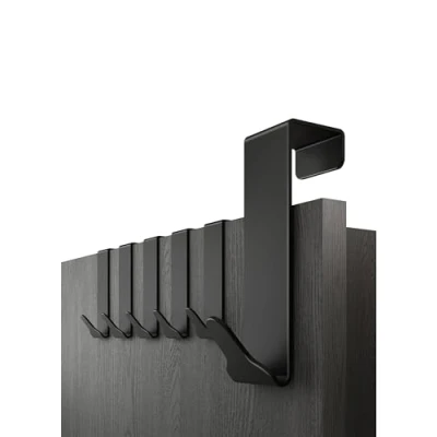 Immagine di Menz Ganci per porta di alta qualità, set da 6 pezzi, colore nero, appendere con elevata portata, funzionali, appendiabiti porta,