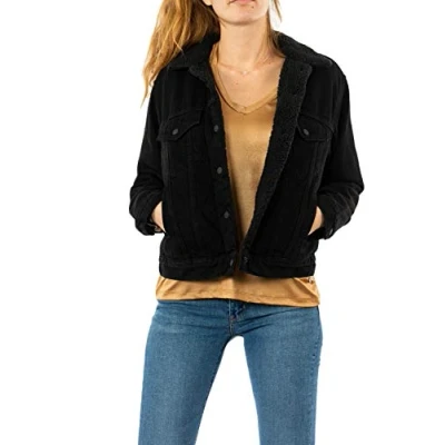 Immagine di Levi&#039;s Sherpa Trucker Giacca di jeans, Donna, Taglia: Large, Forever black