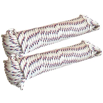 Immagine di EUROXANTY Filo per stendere Stendibiancheria esterni in nylon Resistente al sole e alla pioggia Corda da campeggio giardinaggio 20 M Bianco con strisce x2