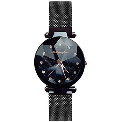 Immagine di RORIOS Moda Donna Orologi Analogico Quarzo Orologio Cielo Stellato Dial in Acciaio Inossidabile da Polso per Ragazze