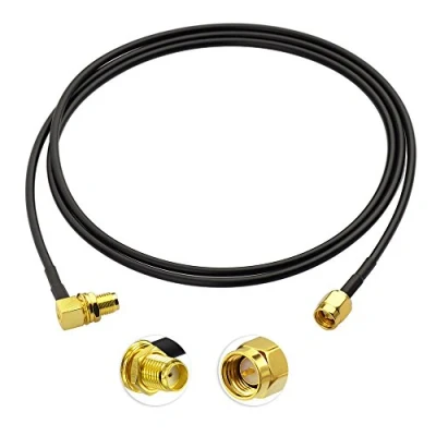 Immagine di Bingfu Cavo SMA Prolunga Antenna 4G 1m Maschio a Femmina ad Angolo Retto RG174 Coassiale per Modem Router Cellulare LTE RC FPV Multicopter TX RX GPS Bluetooth DAB Auto