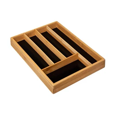 Immagine di VITA PERFETTA Range Posate in bambù Organizer per cassetti da cucina a 5 scomparti resistente e sostenibile ecologico (34 x 25 4 cm)