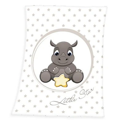 Immagine di Herding Fynn Coperta per Bambini, Rinoceronte, 75 x 100 cm, Microfibra, Bianco