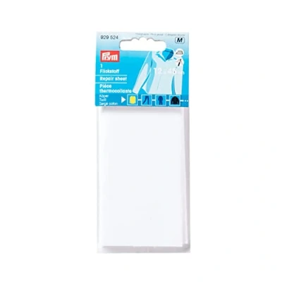 Immagine di Prym 12 x 45 cm Foglio per riparazione in tessuto spigato, asse da stiro, colore: bianco