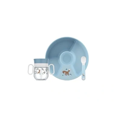 Immagine di Mepal Set di stoviglie per bambini Mio Little Dutch Include bicchiere imparare a bere prova perdite, piatto con suddivisione e cucchiaio da apprendimento lavabile in