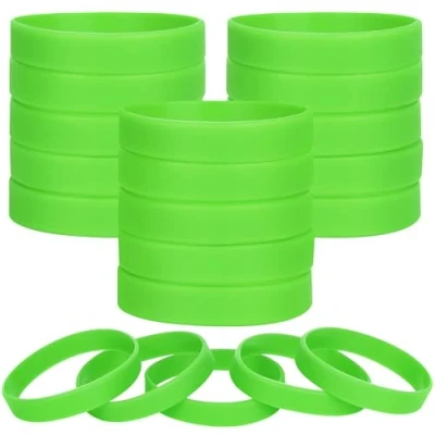 Immagine di LVNRIDS braccialetti in silicone vuoti 100 pezzi, elastici gomma per feste sportive Braccialetto Verde chiaro L
