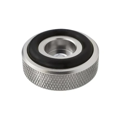 Immagine di Dynavox Piedini per dispositivi con zigrinatura midi in alluminio HiFi come altoparlanti, amplificatori e giradischi, argento, set da 4