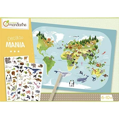 Immagine di Avenue Mandarine KC042C Scatola Creativa Décalco Mania Planisfero include un foglio 30x42 cm, 2 fogli di decalcomanie et bastoncino (istruzioni incluse)