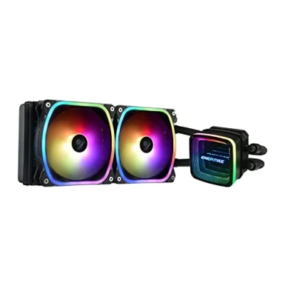Immagine di ENERMAX AQUAFUSION ADV ARGB 240 mm AIO CPU, Dual Chamber per Intel LGA1700/AMD AM5 Support 330W + TDP (2 ventole SquA RGB 120 PWM); ELC AQFA240 SQA, nero