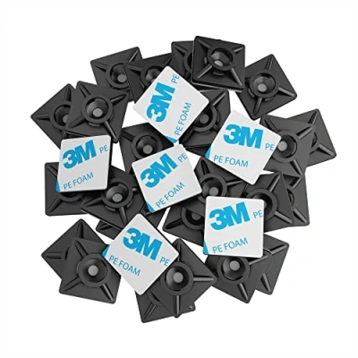 Immagine di Intervisio Supporto Autoadesive per Fascette Stringicavo Nero, Tasseli Piastrine Fermacavi Adesivi, Fermacavo Autoadesivo Cavi, 19Mm x 19 mm, Nere, 200 pezzi