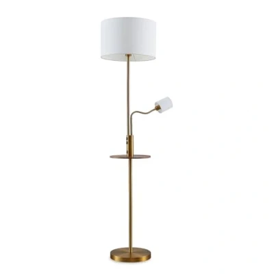 Immagine di Lampada da terra Lindby Aovan, color bronzo, ripiano, connessione USB