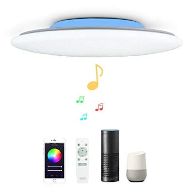 Immagine di Stellato 48W Φ50cm Plafoniera LED Compatibile Amazon Alexa Google Home Con Bluetooth Altoparlante Telecomando Luce Regolabile Cambia Colore RGB Lampada Da Soffitto WIFI Intelligente Per Soggiorno