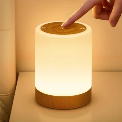 Immagine di NIWOHOM Lampada da Comodino, Touch Dimmerabile Abat Jour Comodino con 256 Colori RGB e 5 Modalità, USB Ricaricabile Senza Fili Luce Notturna Bambini Funzione Timer per Bambini/Adulti