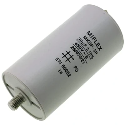 Immagine di Miflex Condensatore di avviamento per motore, 30 µF, 450 V, 45 x 83 mm, connettore M8, uF