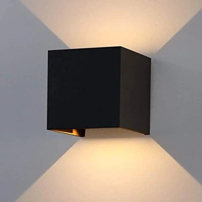 Immagine di K Bright 12W Applique da Parete Interno/Esterno Moderno Esterno Bianco Caldo 3000K Lampada Angolo del Fascio Regolabile IP65 Impermeabile (Nero)