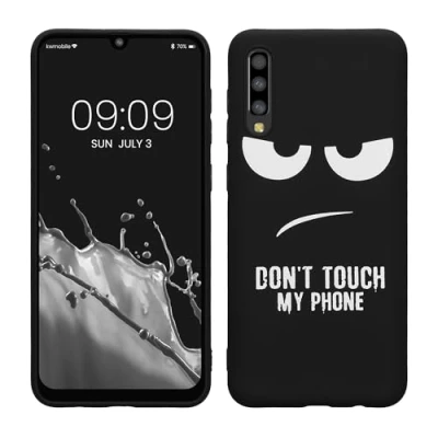 Immagine di kwmobile Cover Compatibile con Samsung Galaxy A50 Custodia in Silicone TPU Protettiva Soft Case Don&#039;t touch my phone bianco/nero